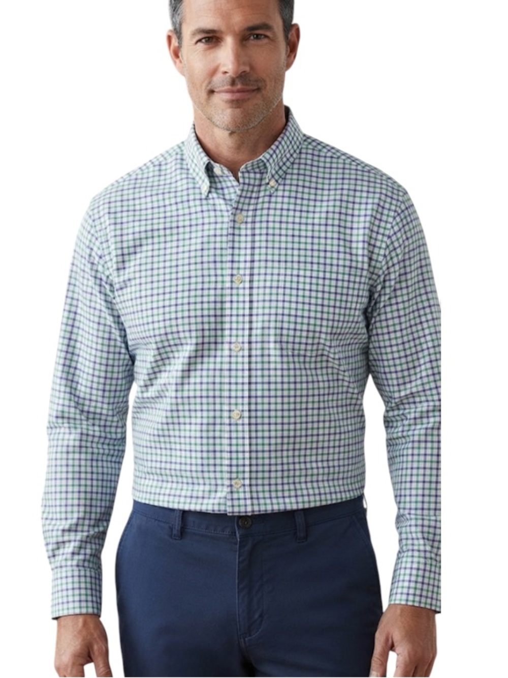 Stafford Tailored Culture Regular Fit Oxford Shirt size 18 34-35 Green Grid plai